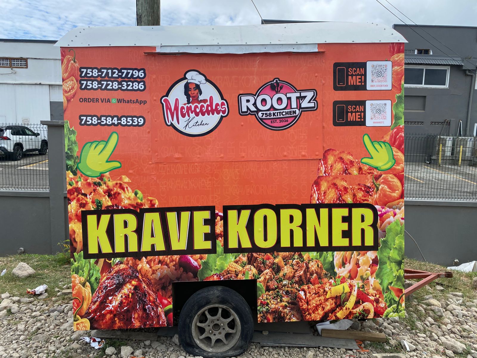 Colourful food truck wrap with Krave Korner graphics